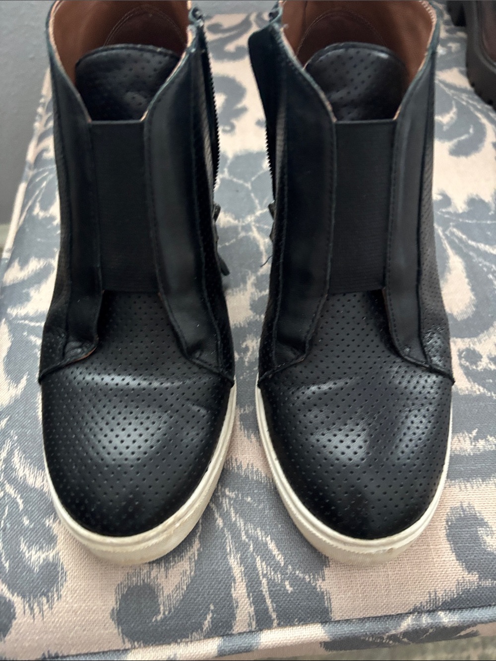 Paolo Black Wedge Sneaker Boots with White Sole